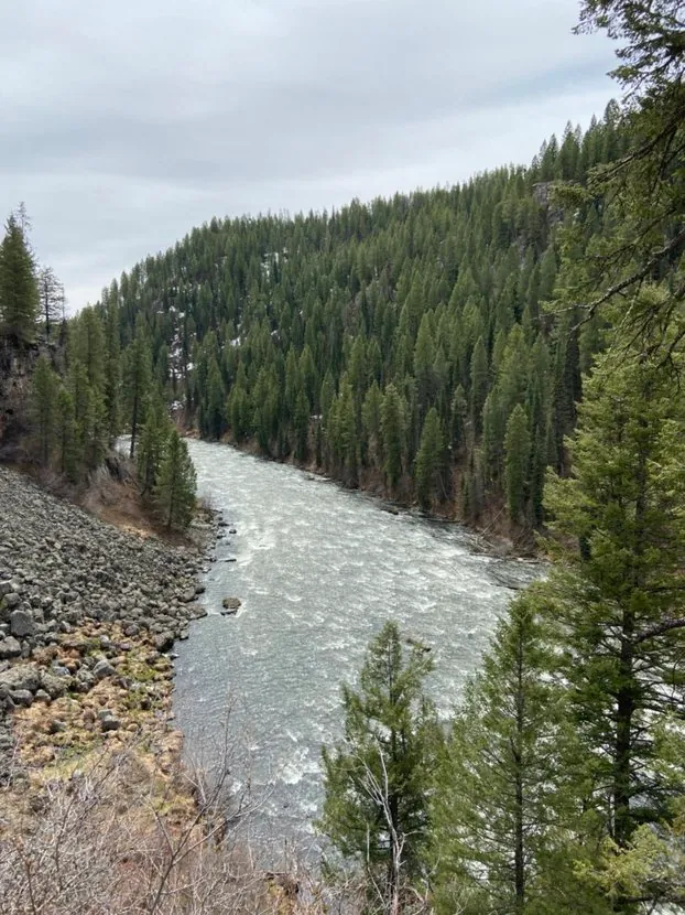 Mesa Falls in summer along the scenic byway
