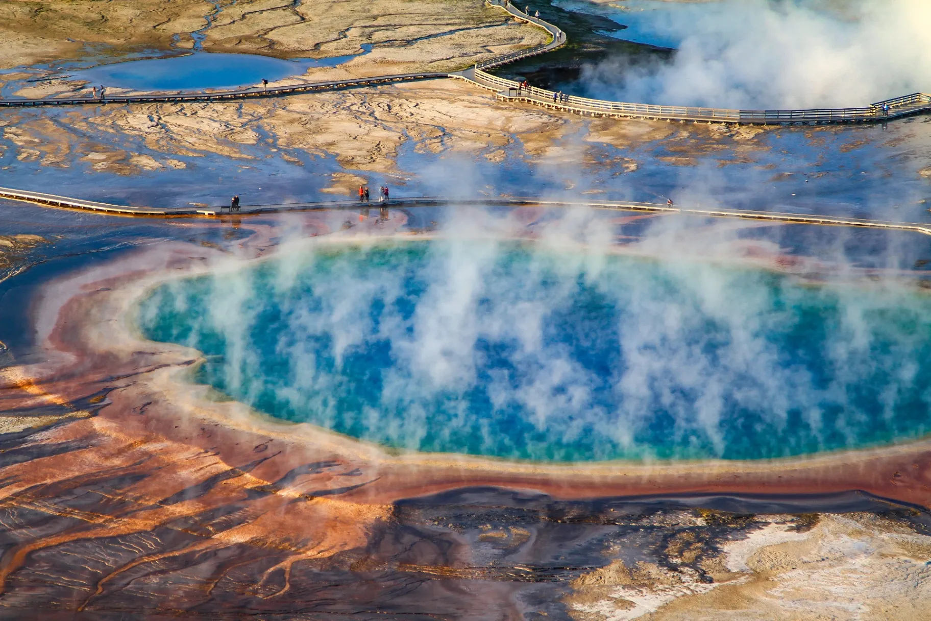 Grand Prismatic Spring aerial view Yellowstone