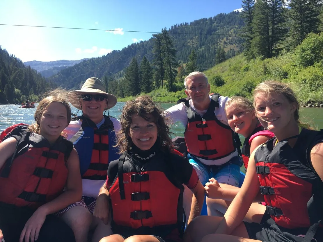 Rafting group having fun