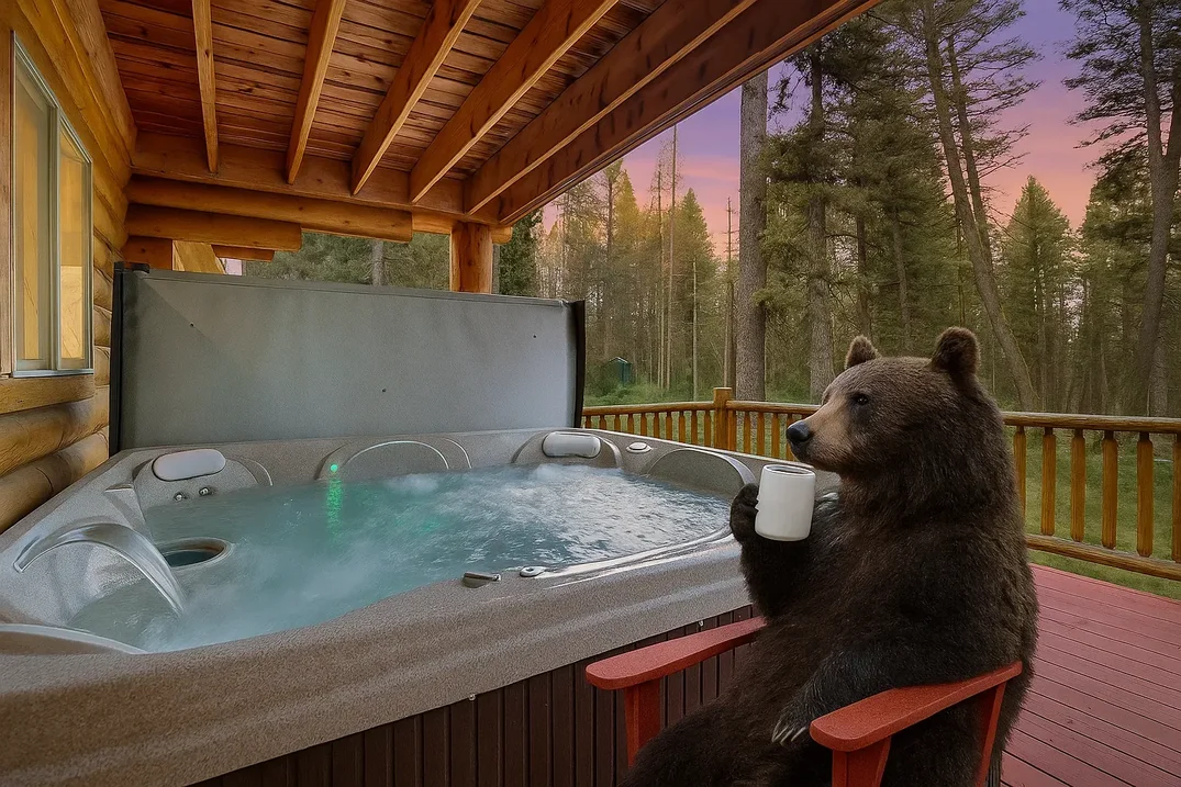 Yogi — this AI friend is not included. Be aware, there is wildlife and possibly bears in the area