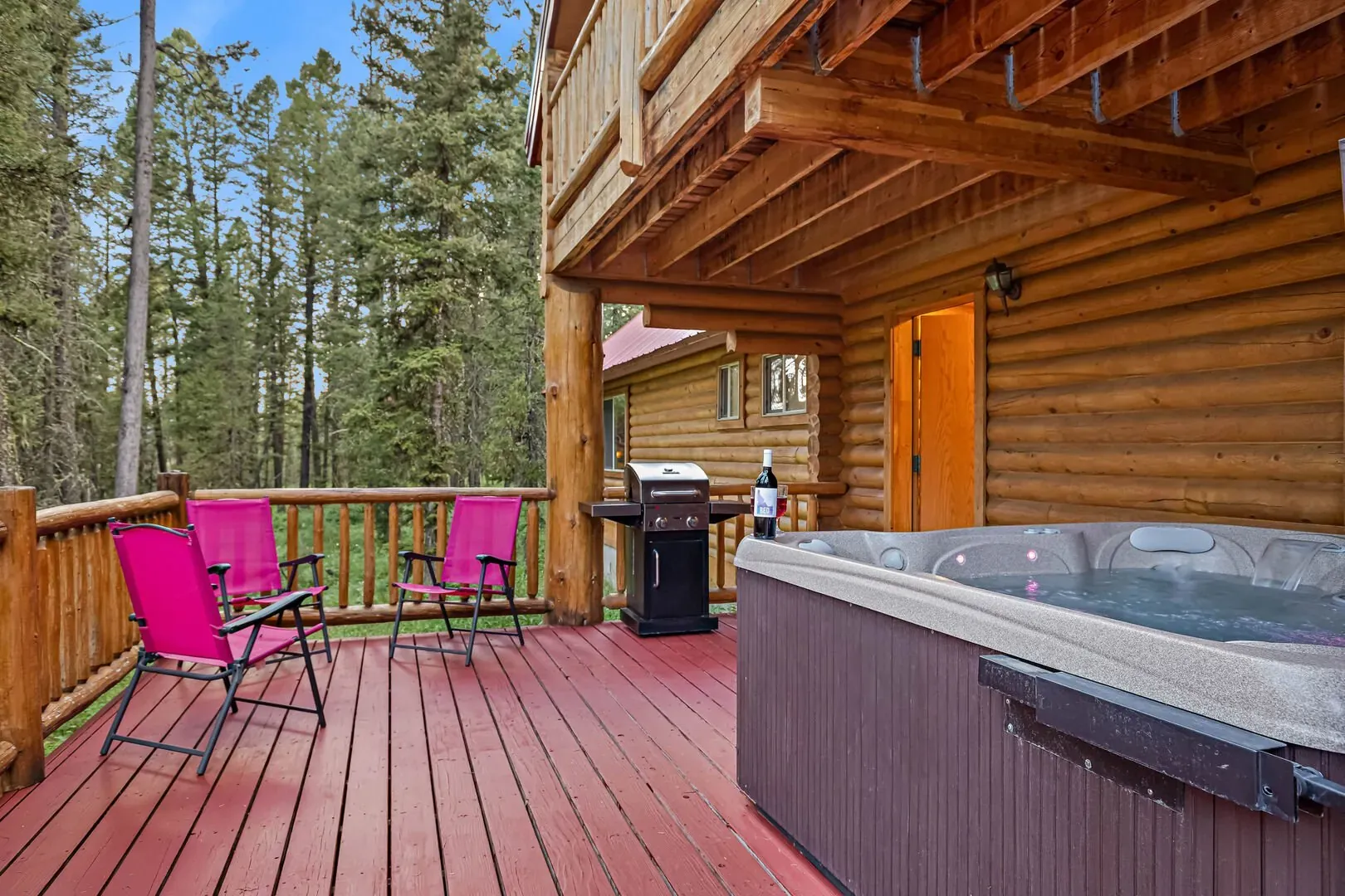 Private hot tub deck with comfortable seating