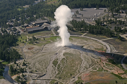 Aerial view of Old Faithful Inn
