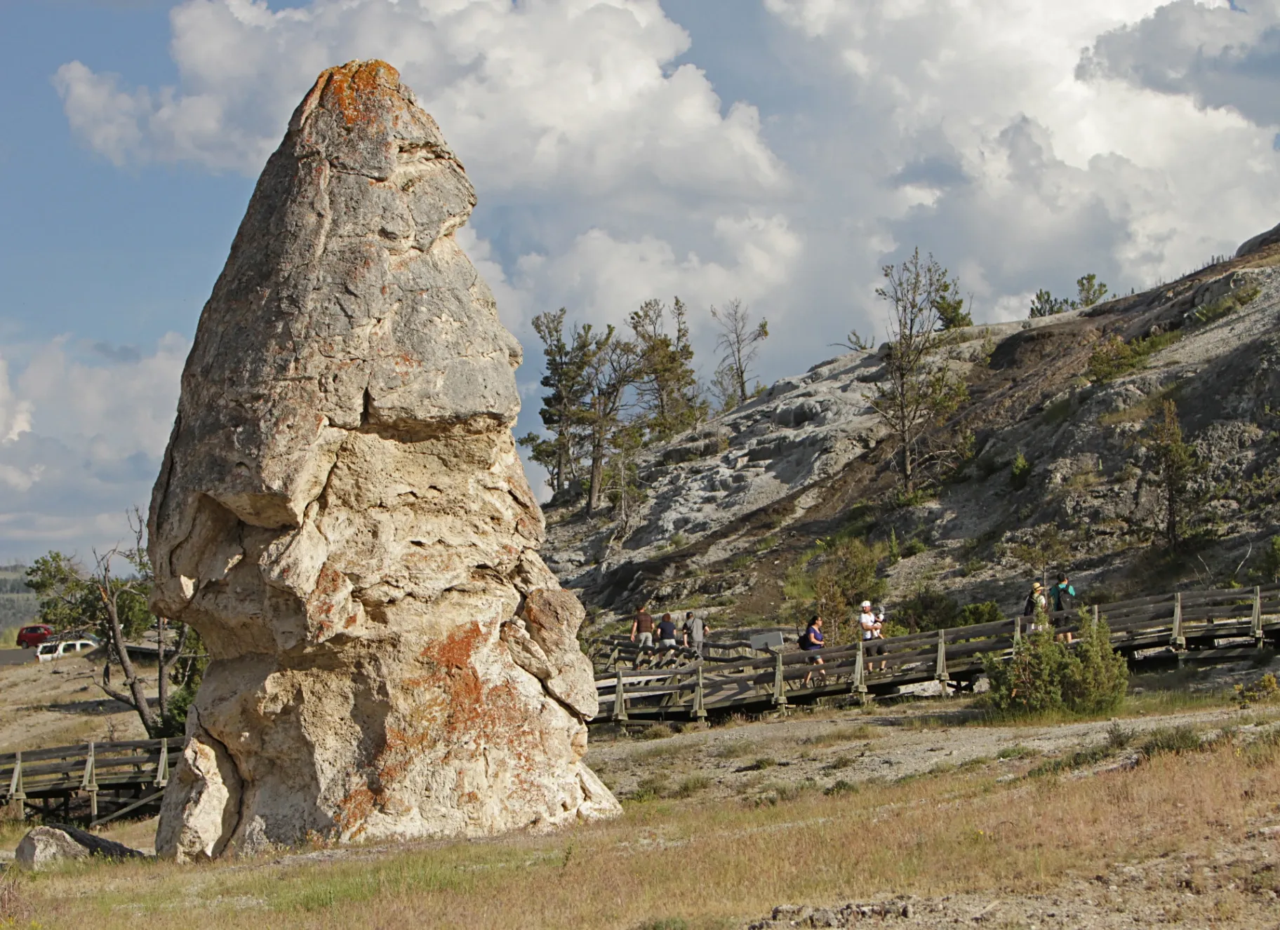Liberty Cap rock formation at Mammoth Hot Springs
