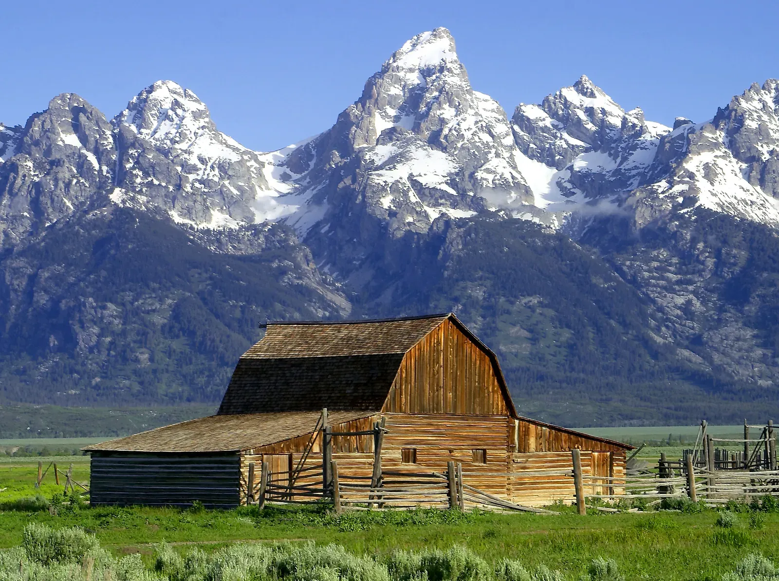 Mormon Row barn with Teton Range in background