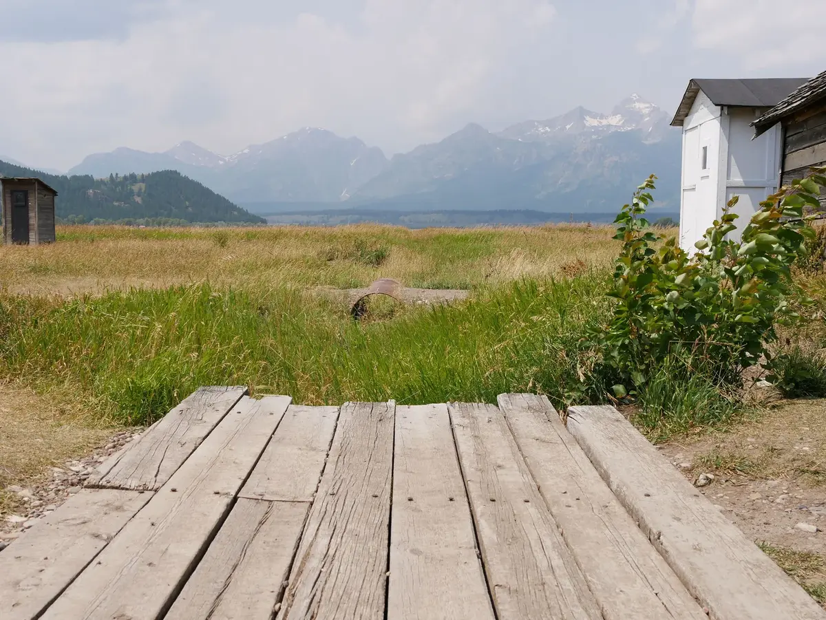 Mormon Row barns with the Teton Range behind
