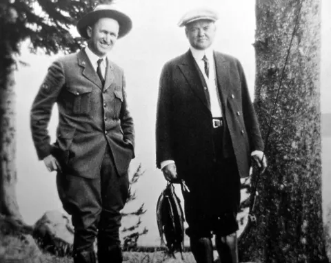 Yellowstone Superintendent Horace Albright with President Herbert Hoover, 1928