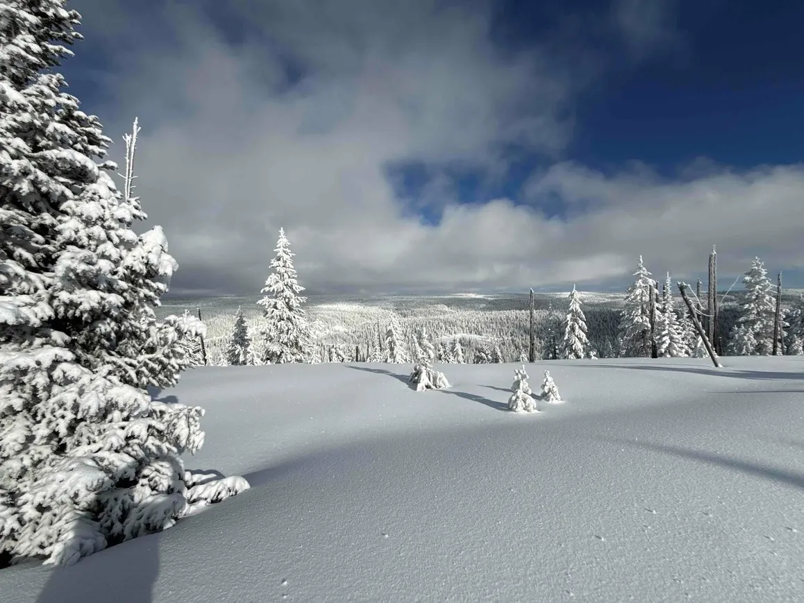 Island Park, Idaho blanketed in deep winter snow